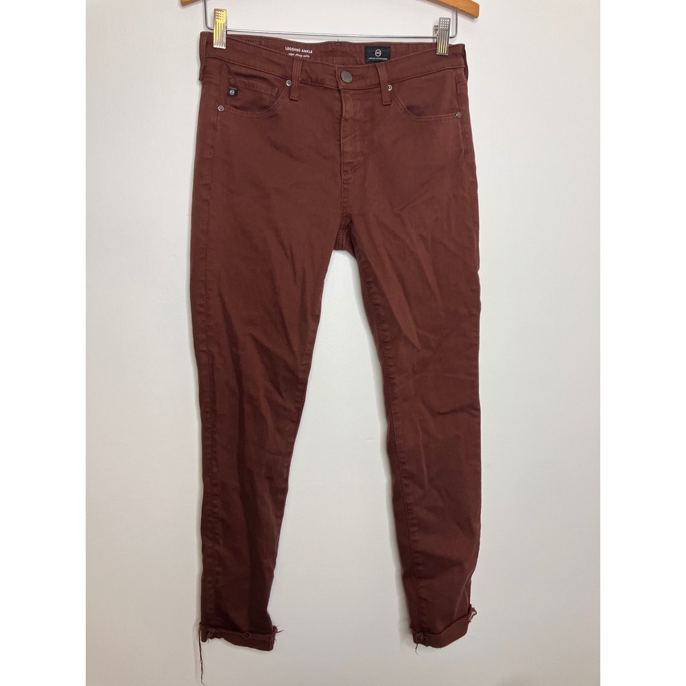AG Adriano Goldschmied Legging Ankle Women 26R Rust Brown Raw Hem Skinny modern